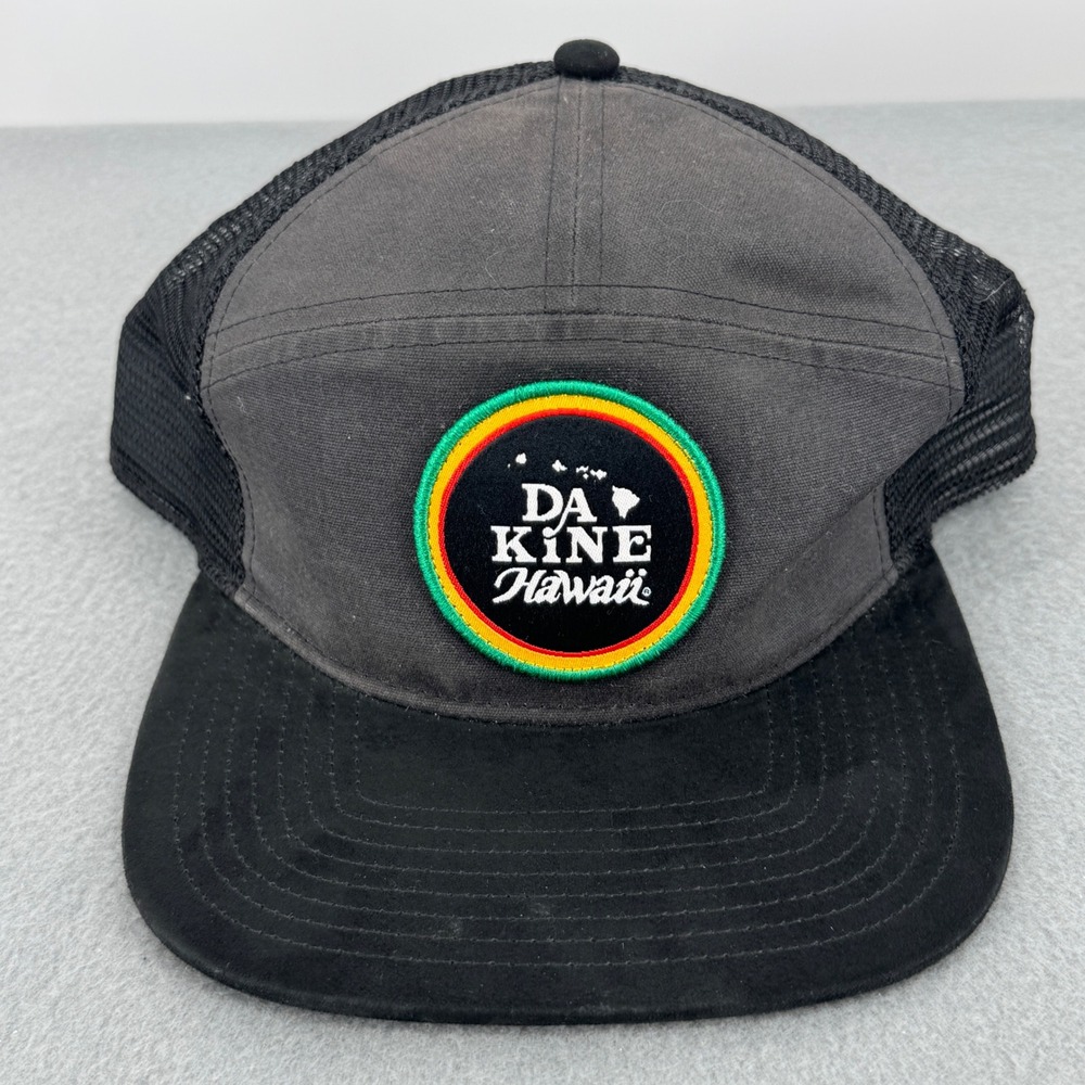 Dakine Da Kine Hawaii Mid Crown Trucker Hat Rasta Patch Mesh Snapback Black